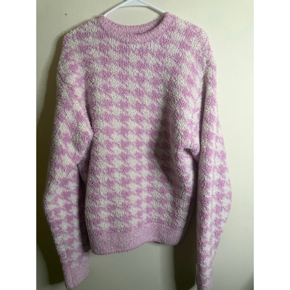 Women's Skims Pajamas S Pink White Plush Houndstooth Cozy Knit Set - Picture 2 of 7